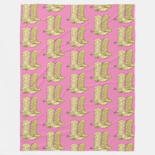 Roze Cream Cowgirl Cowboy laarzen Fleece Deken (Voorkant)