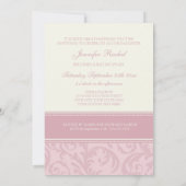 Roze Cream Damask Bat Mitzvah uitnodigingen (Achterkant)