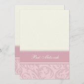 Roze Cream Damask Bat Mitzvah uitnodigingen (Voorkant / Achterkant)