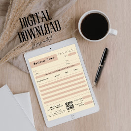 Roze Cream Factuur Verkoopbon Kleine Bedrijven Kaart