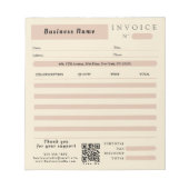 Roze Cream Factuur Verkoopbon Kleine Bedrijven Notitieblok (Voorkant)
