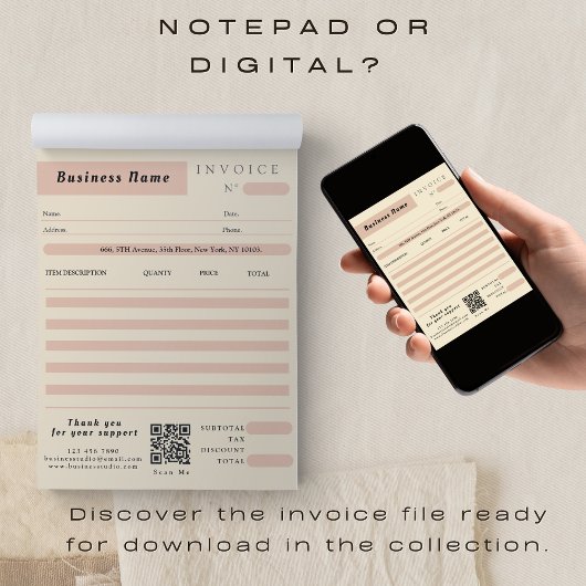 Roze Cream Factuur Verkoopbon Kleine Bedrijven Notitieblok