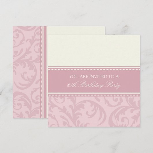 Roze Cream Floral 85e verjaardag Kaart (Voorkant / Achterkant)