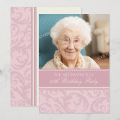 Roze Cream Floral 85e verjaardag Kaart (Voorkant / Achterkant)