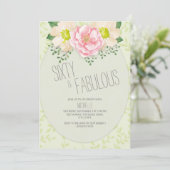  Roze Cream Floral Greenery 60th Birthday Kaart (Staand voorkant)