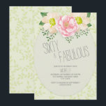 Roze Cream Floral Greenery 60th Birthday Kaart<br><div class="desc">Zestig en Fabulous / 60e verjaardagsfeest in een  ontwerp van roze en groene springtijdbloem op een groene achtergrond. Tekst,  lettertype,  tekengrootte en kleur kunnen volledig worden aangepast.</div>