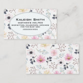 Roze Cream Floral op White Moeders Helper Contactkaartje (Voorkant / Achterkant)