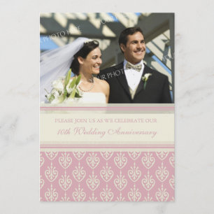 Roze Cream Foto 10e Jubileum Partij Uitnodiging