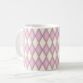 Roze & Cream Harlequin Diamond Check Pattern Koffiemok (Voorkant links)