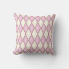 Roze & Cream Harlequin Diamond Check Pattern Kussen