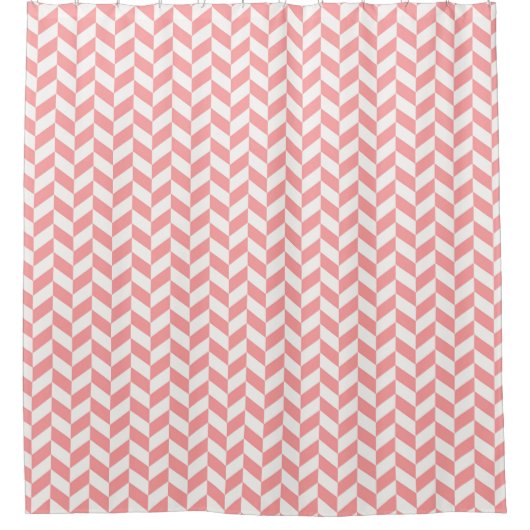 Roze & Cream Herringbone Modern naadloos patroon Douchegordijn (Voorkant)