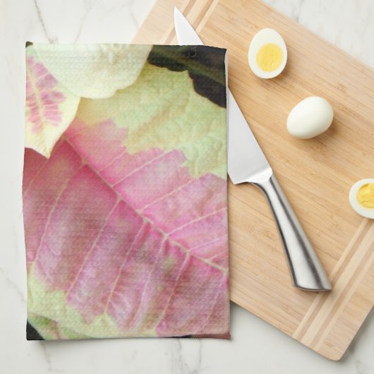 Roze Cream Poinsettia Theedoek (Quarter Fold)