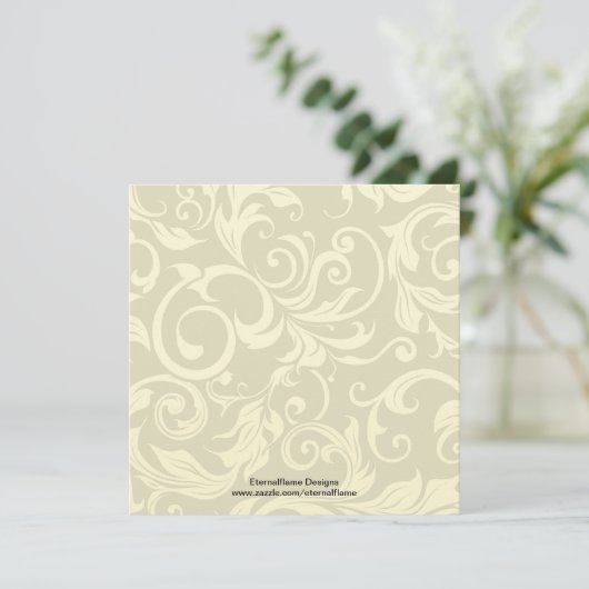 Roze Cream Wedding Monogram Damask uitnodiging (Staand voorkant)