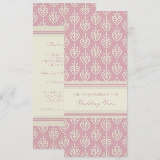 Roze Cream Wedding Vow Renewal Uitnodigingen (Voorkant / Achterkant)