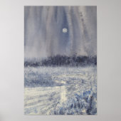 Roze Creek onder Moon Waterverf Print (Voorkant)