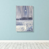Roze Creek onder Moon Waterverf Print (Insitu (Houten vloer))