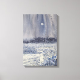 Roze Creek onder Moon Waterverf Print