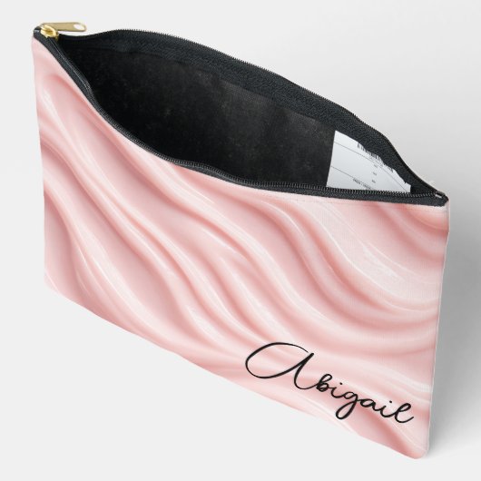 Roze Crème Abstract Ontwerp met Naam Etui (Open)