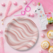 Roze Crème Abstract Ontwerp Papieren Bordje (Feest)