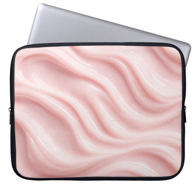 Roze Crème Abstract Patroon Laptop Sleeve (Voorkant)