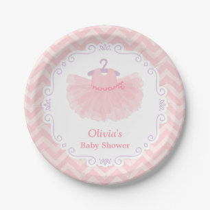 Roze crème Ballerina Tutu Baby Girl Showartikelen Papieren Bordje