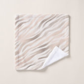 Roze Crème Beige Zebra Animal Print Bad Handdoek (Wasdoekje)