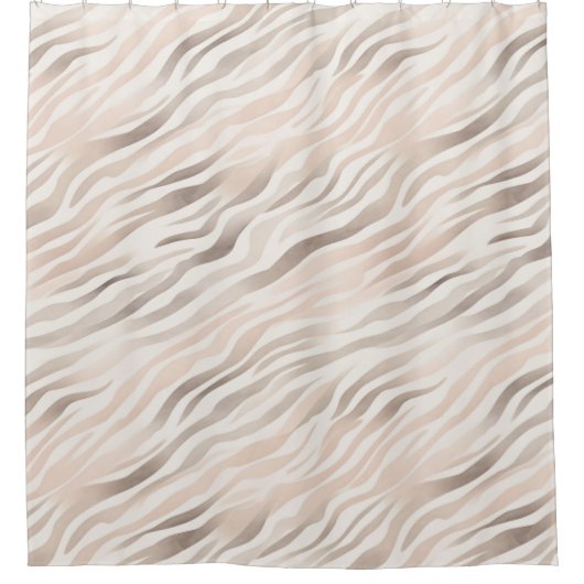 Roze Crème Beige Zebra Animal Print Douchegordijn (Voorkant)