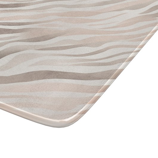 Roze Crème Beige Zebra Animal Print Snijplank (Hoek)