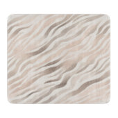 Roze Crème Beige Zebra Animal Print Snijplank (Voorkant)