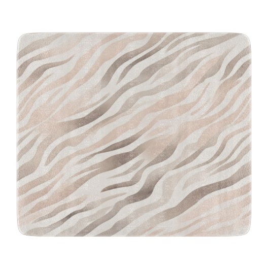 Roze Crème Beige Zebra Animal Print Snijplank (Voorkant)