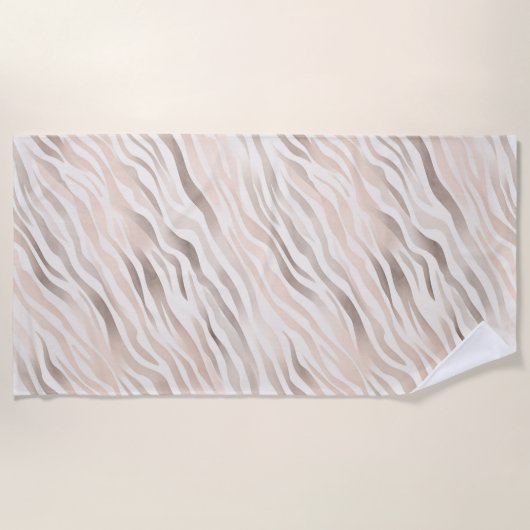 Roze Crème Beige Zebra Animal Print Strandlaken (Voorkant)