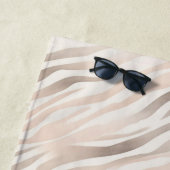 Roze Crème Beige Zebra Animal Print Strandlaken (In situ)