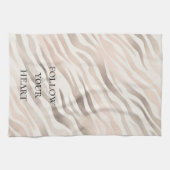 Roze Crème Beige Zebra Animal Print Theedoek (Horizontaal)