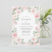 Roze Crème Bloem Huwelijk Kaart (Staand voorkant)
