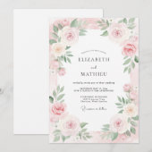 Roze Crème Bloem Huwelijk Kaart (Voorkant / Achterkant)