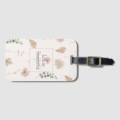 Roze Crème Bloemen Bladeren  Bagagelabel (Voorkant (horizontaal))