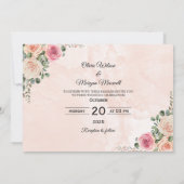  Roze Crème Bloemen Trouwen Save the Date Kaart (Achterkant)