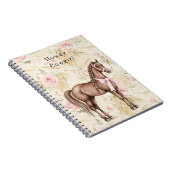 Roze Crème Bloemig Paard Notitieboek (Rechterzijde)