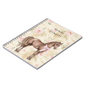 Roze Crème Bloemig Paard Notitieboek (Linkerzijde)