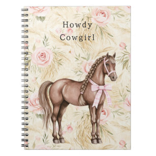 Roze Crème Bloemig Paard Notitieboek