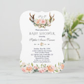 Roze Crème Bloemige Geweien Baby Shower Kaart (Staand voorkant)