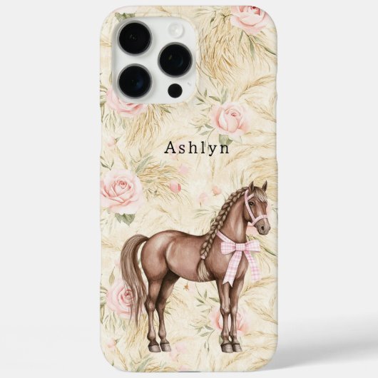 Roze Crème Bloemige Paard Case-Mate iPhone Case (Achterkant)