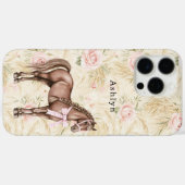 Roze Crème Bloemige Paard Case-Mate iPhone Case (Achterkant (horizontaal))