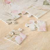 Roze Crème Bloemige Paard Legpuzzel (Zijkant)