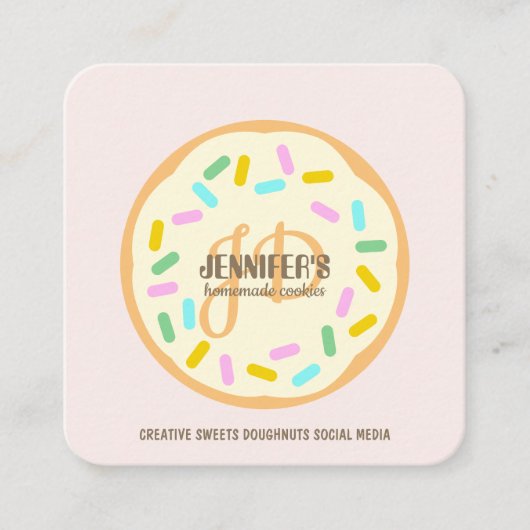 Roze crème Blush Bled Creative Cookies Doughnut Vierkante Visitekaartje (Voorkant)