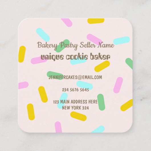 Roze crème Blush Bled Creative Cookies Doughnut Vierkante Visitekaartje (Achterkant)