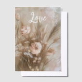Roze Crème Boho Bloemige Liefde Vellum Uitnodigingen (Offset)