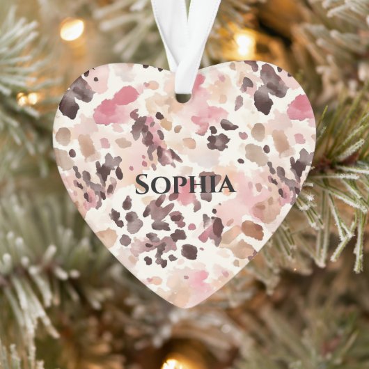 Roze Crème Bruin Luipaard Kerstmis Ornament (Boom)