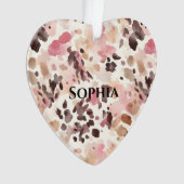 Roze Crème Bruin Luipaard Kerstmis Ornament (voorkant)