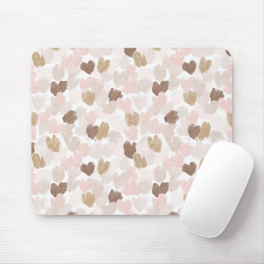 Roze Crème Bruine Harten Muismat (Met muis)